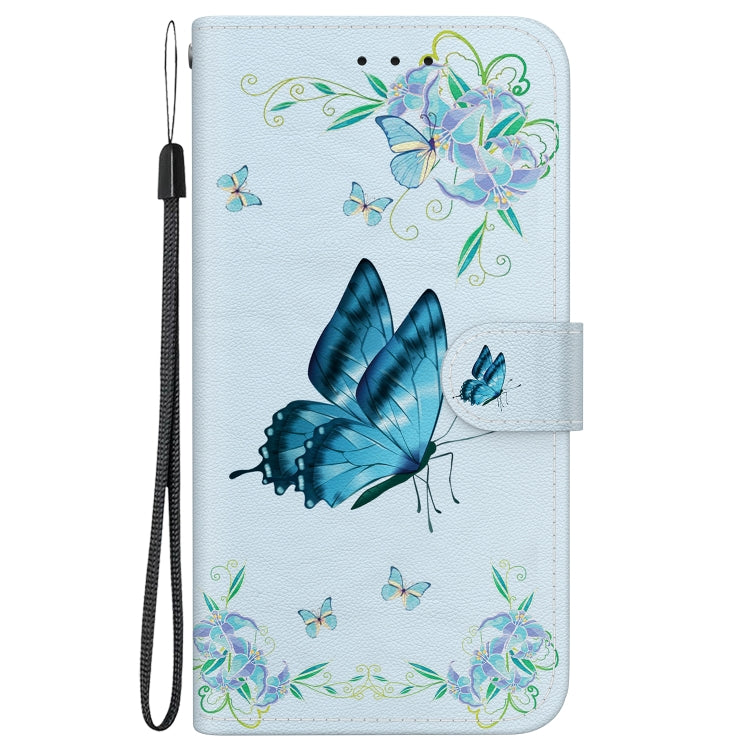 For Motorola Moto G Power 5G 2024 Crystal Texture Colored Drawing Leather Phone Case(Blue Pansies) - Motorola Cases by buy2fix | Online Shopping UK | buy2fix