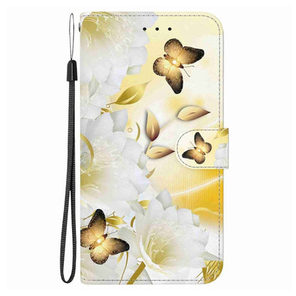 For Motorola Edge 2024 Crystal Texture Colored Drawing Leather Phone Case(Gold Butterfly Epiphyllum) - Motorola Cases by buy2fix | Online Shopping UK | buy2fix