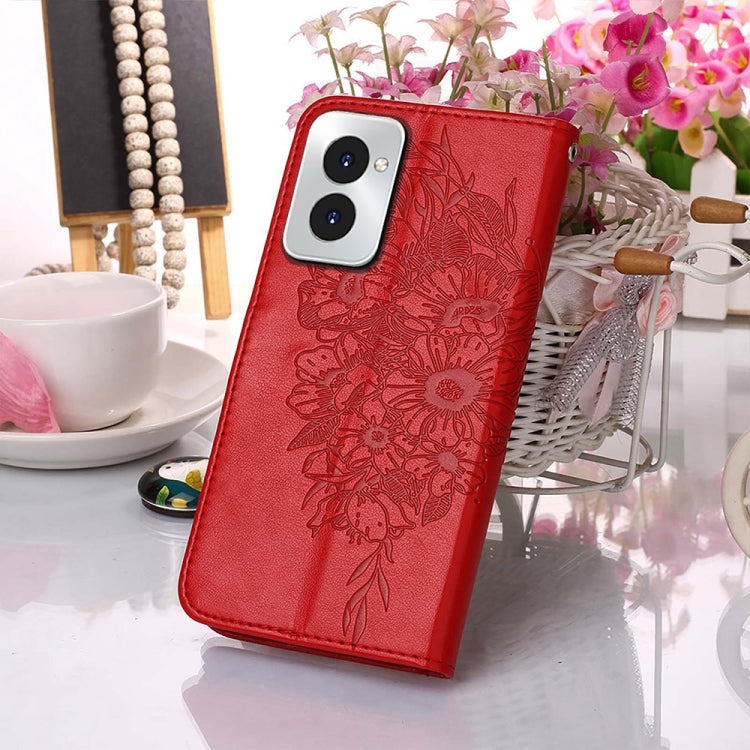 For Motorola Moto G Power 5G 2024 Embossed Butterfly Leather Phone Case(Red) - Motorola Cases by buy2fix | Online Shopping UK | buy2fix