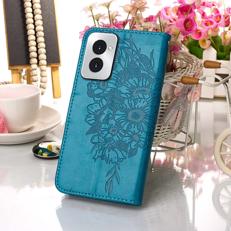 For Motorola Moto G Power 5G 2024 Embossed Butterfly Leather Phone Case(Blue) - Motorola Cases by buy2fix | Online Shopping UK | buy2fix