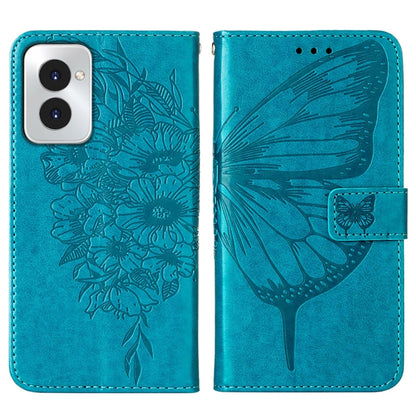 For Motorola Moto G Power 5G 2024 Embossed Butterfly Leather Phone Case(Blue) - Motorola Cases by buy2fix | Online Shopping UK | buy2fix