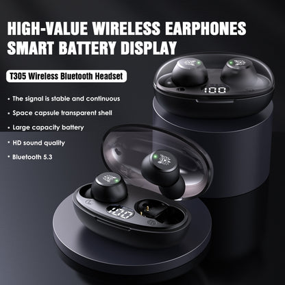 ONIKUMA T305 Digital Display Wireless Bluetooth Earphone(Black) - Bluetooth Earphone by ONIKUMA | Online Shopping UK | buy2fix