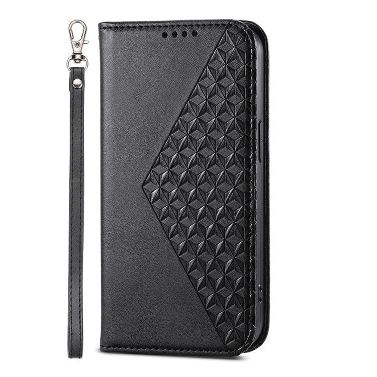 For iPhone 16 Pro Cubic Grid Calf Texture Magnetic Leather Phone Case(Black) - iPhone 16 Pro Cases by buy2fix | Online Shopping UK | buy2fix