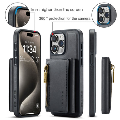 For iPhone 15 Pro Max DG.MING M5 Series Zip RFID Multi Card Detachable Leather Phone Case(Black) - iPhone 15 Pro Max Cases by DG.MING | Online Shopping UK | buy2fix