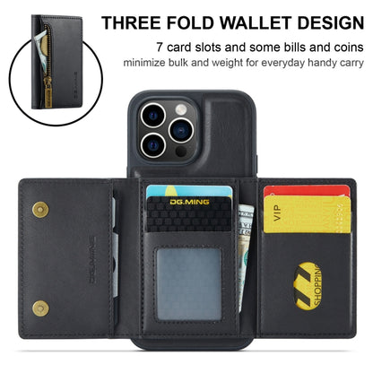 For iPhone 15 Pro Max DG.MING M5 Series Zip RFID Multi Card Detachable Leather Phone Case(Black) - iPhone 15 Pro Max Cases by DG.MING | Online Shopping UK | buy2fix