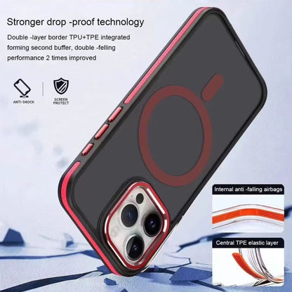 For iPhone 12 / 12 Pro Two-color Frosted MagSafe Magnetic Phone Case(Black) - iPhone 12 / 12 Pro Cases by buy2fix | Online Shopping UK | buy2fix