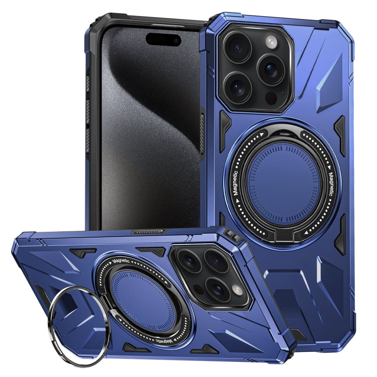 For iPhone 15 Pro MagSafe Magnetic Shockproof Phone Case with Ring Holder(Navy Blue) - iPhone 15 Pro Cases by buy2fix | Online Shopping UK | buy2fix