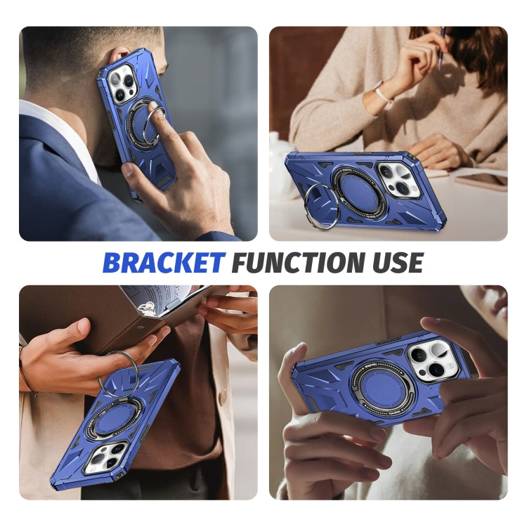 For iPhone 15 Pro MagSafe Magnetic Shockproof Phone Case with Ring Holder(Navy Blue) - iPhone 15 Pro Cases by buy2fix | Online Shopping UK | buy2fix