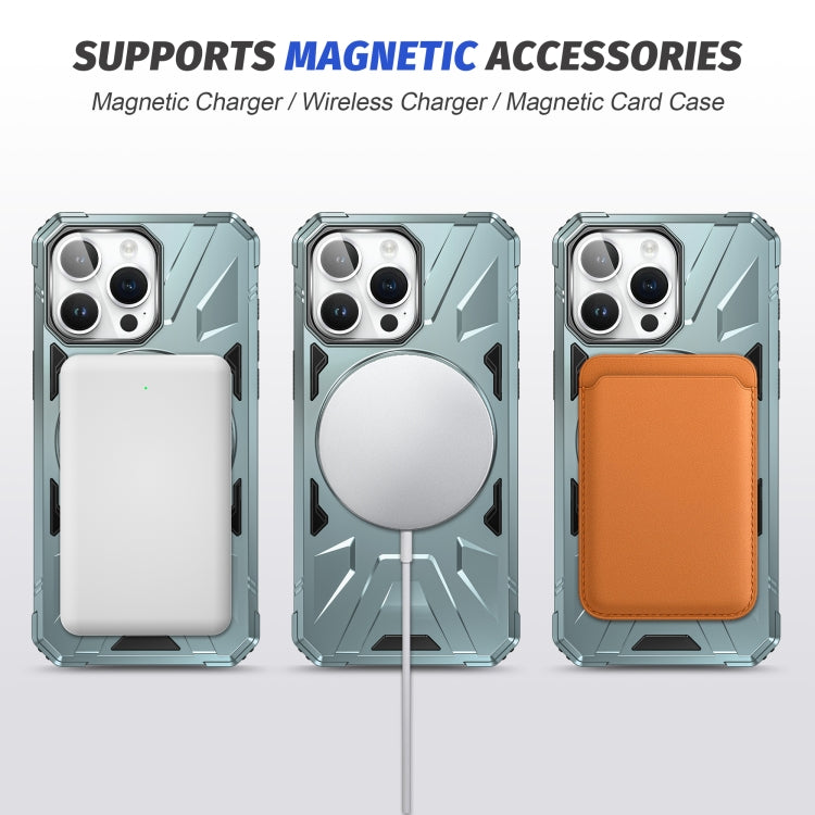 For iPhone 15 Pro MagSafe Magnetic Shockproof Phone Case with Ring Holder(Green) - iPhone 15 Pro Cases by buy2fix | Online Shopping UK | buy2fix