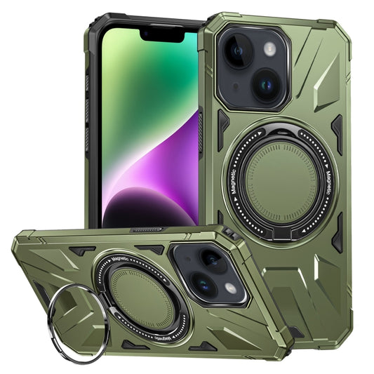 For iPhone 14/13 MagSafe Magnetic Shockproof Phone Case with Ring Holder(Dark Green) - iPhone 14 Cases by buy2fix | Online Shopping UK | buy2fix
