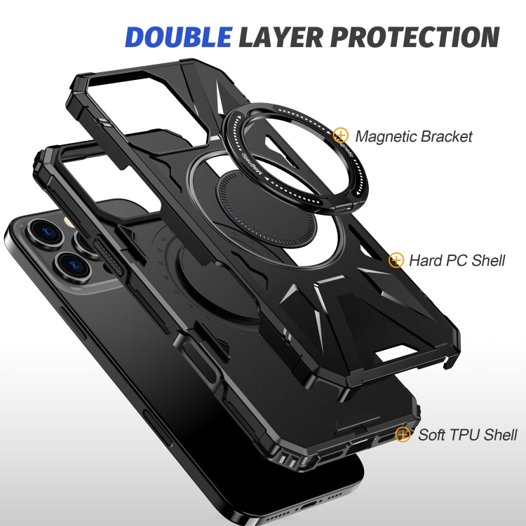 For iPhone 16 Pro Max MagSafe Magnetic Shockproof Phone Case with Ring Holder(Black) - iPhone 16 Pro Max Cases by buy2fix | Online Shopping UK | buy2fix