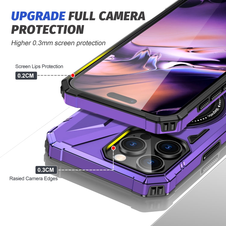 For iPhone 16 Pro Max MagSafe Magnetic Shockproof Phone Case with Ring Holder(Purple) - iPhone 16 Pro Max Cases by buy2fix | Online Shopping UK | buy2fix