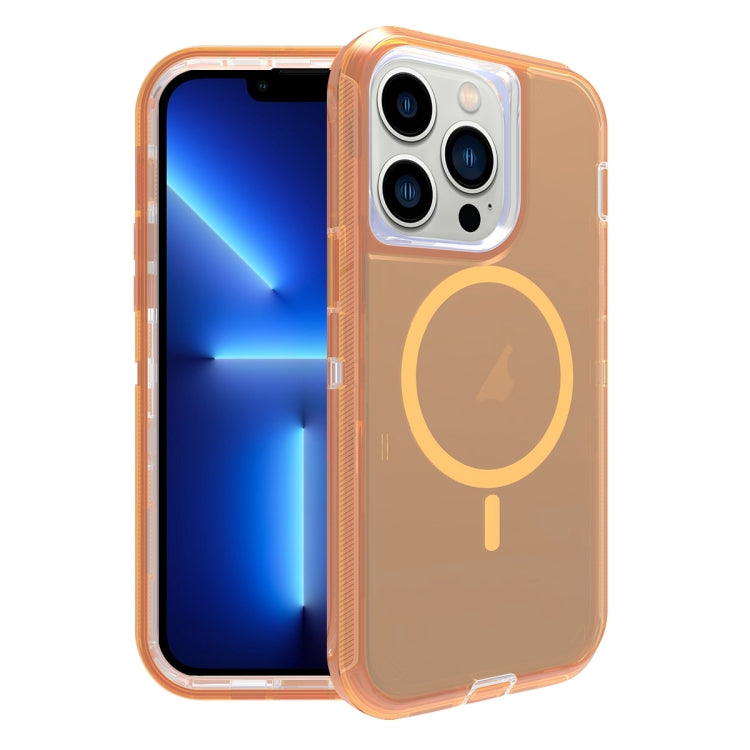 For iPhone 13 Pro Shockproof MagSafe Magnetic Phone Case(Transparent Gold) - iPhone 13 Pro Cases by buy2fix | Online Shopping UK | buy2fix