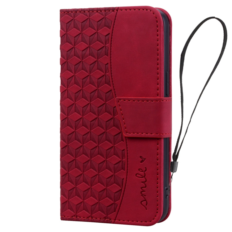 For iPhone 16 Pro Max Business Diamond Buckle Leather Phone Case with Lanyard(Wine Red) - iPhone 16 Pro Max Cases by buy2fix | Online Shopping UK | buy2fix