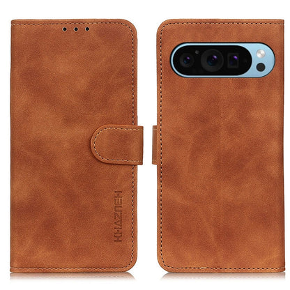 For Google Pixel 9 KHAZNEH Retro Texture Flip Leather Phone Case(Brown) - Google Cases by buy2fix | Online Shopping UK | buy2fix