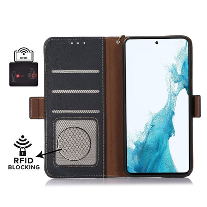 For Google Pixel 9 Side-Magnetic TJ Genuine Leather RFID Phone Case(Blue) - Google Cases by buy2fix | Online Shopping UK | buy2fix