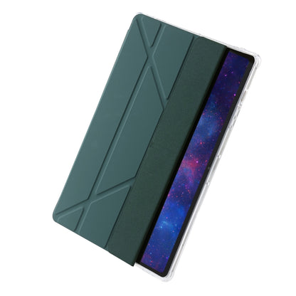 For Samsung Galaxy Tab S9 FE+ Clear Acrylic Deformation Leather Tablet Case(Deep Green) - Galaxy Tab S9 FE+ by buy2fix | Online Shopping UK | buy2fix