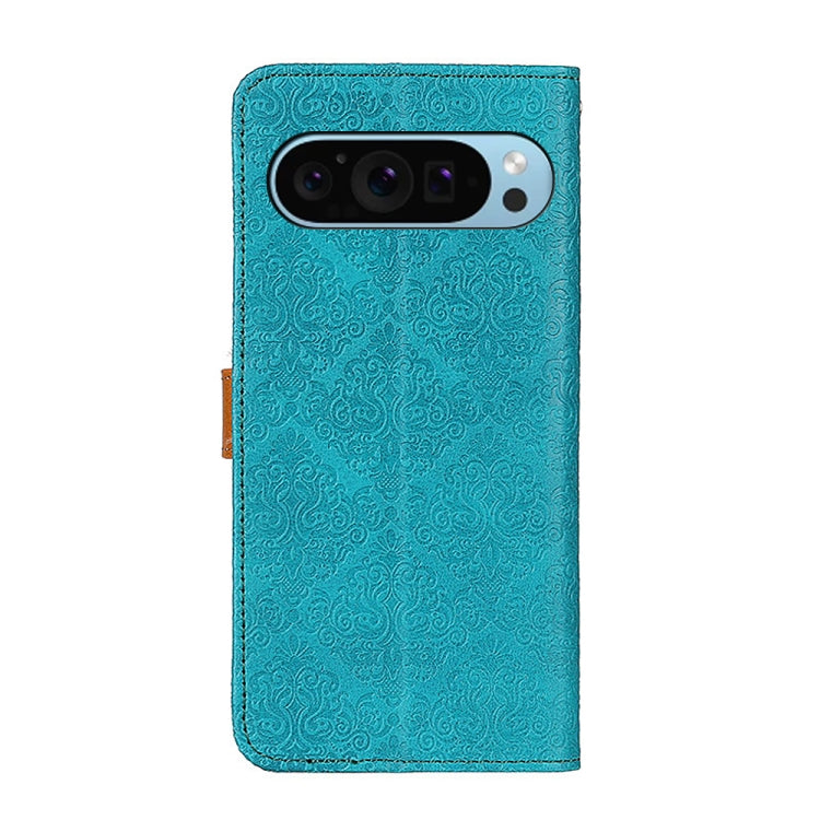 For Google Pixel 9 European Floral Embossed Leather Phone Case(Blue) - Google Cases by buy2fix | Online Shopping UK | buy2fix