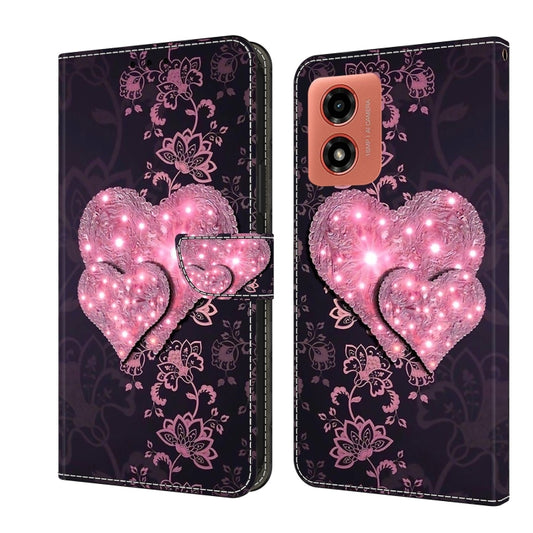 For Motorola Moto G04 Crystal 3D Shockproof Protective Leather Phone Case(Lace Love) - Motorola Cases by buy2fix | Online Shopping UK | buy2fix