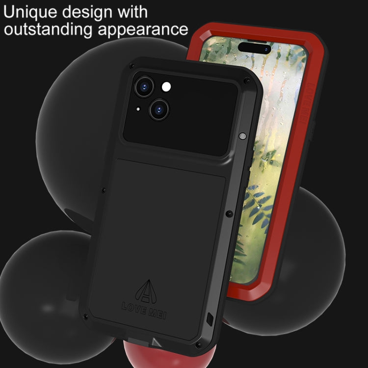 For iPhone 15 Plus LOVE MEI Metal Shockproof Life Waterproof Dustproof Phone Case(Red) - iPhone 15 Plus Cases by LOVE MEI | Online Shopping UK | buy2fix