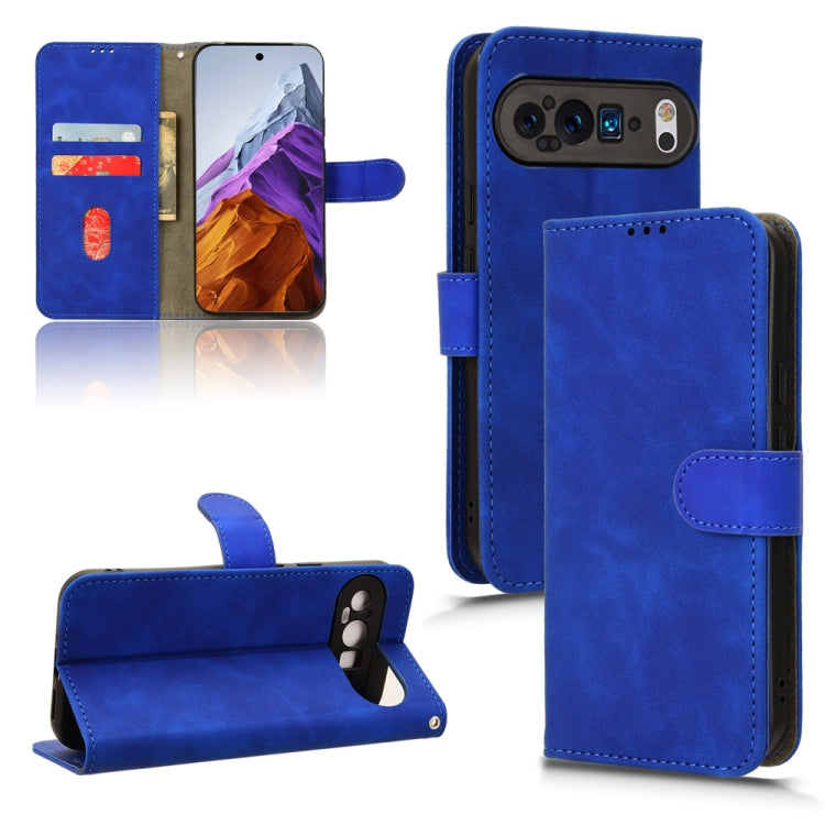 For Google Pixel 9 Pro Skin Feel Magnetic Flip Leather Phone Case(Blue) - Google Cases by buy2fix | Online Shopping UK | buy2fix