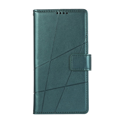 For iPhone 16 Pro PU Genuine Leather Texture Embossed Line Phone Case(Green) - iPhone 16 Pro Cases by buy2fix | Online Shopping UK | buy2fix