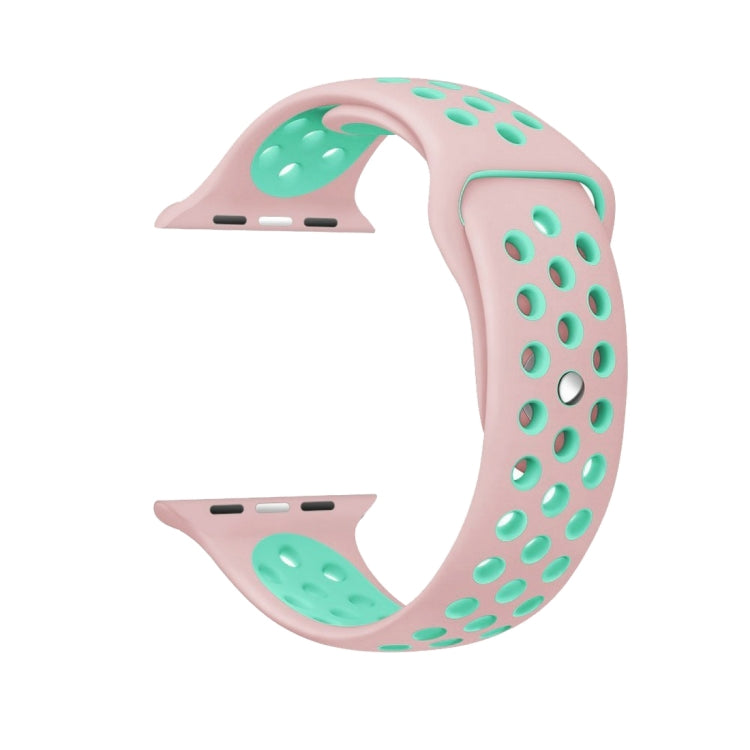 For Apple Watch Series 7 41mm / 6 & SE & 5 & 4 40mm / 3 & 2 & 1 38mm Sport Silicone Watch Band Standard Edition(Pink Green) - Watch Bands by buy2fix | Online Shopping UK | buy2fix