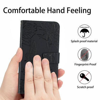 For Google Pixel 9 Skin Feel Butterfly Embossed Flip Leather Phone Case(Black) - Google Cases by buy2fix | Online Shopping UK | buy2fix