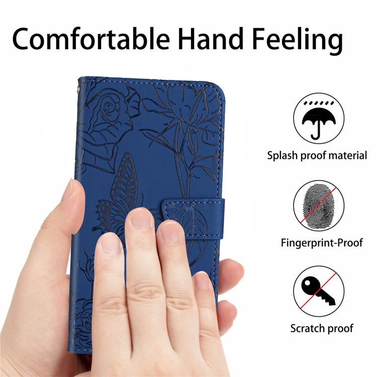 For Google Pixel 9 Skin Feel Butterfly Embossed Flip Leather Phone Case(Blue) - Google Cases by buy2fix | Online Shopping UK | buy2fix