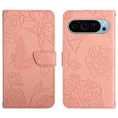 For Google Pixel 9 Pro Skin Feel Butterfly Embossed Flip Leather Phone Case(Pink) - Google Cases by buy2fix | Online Shopping UK | buy2fix