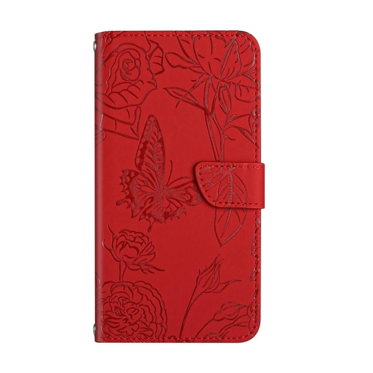 For Google Pixel 9 Pro Skin Feel Butterfly Embossed Flip Leather Phone Case(Red) - Google Cases by buy2fix | Online Shopping UK | buy2fix