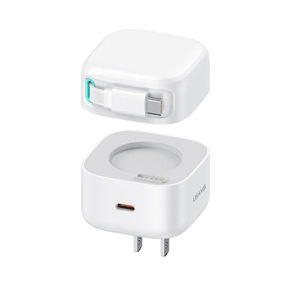 USAMS US-CC203 SMF Series PD35W Dual Type-C Port GaN Fast Charger, US Plug(White) - USB Charger by USAMS | Online Shopping UK | buy2fix