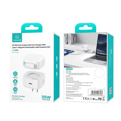 USAMS US-CC203 SMF Series PD35W Dual Type-C Port GaN Fast Charger, US Plug(White) - USB Charger by USAMS | Online Shopping UK | buy2fix