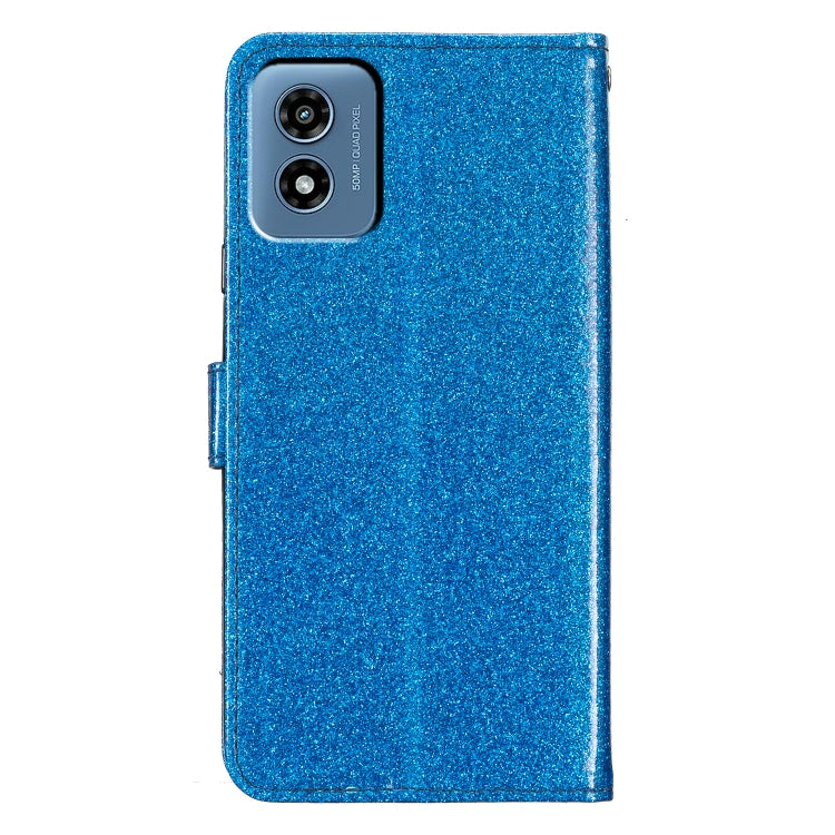 For Motorola Moto G Play 2024 Glitter Powder Flip Leather Phone Case(Blue) - Motorola Cases by buy2fix | Online Shopping UK | buy2fix