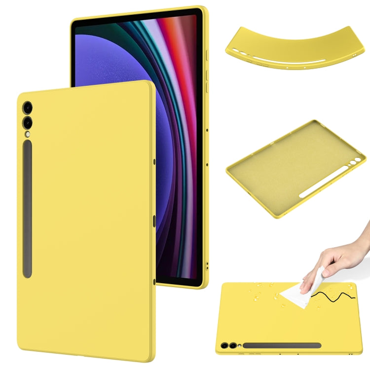 For Samsung Galaxy Tab S9+ Pure Color Liquid Silicone Shockproof Tablet Case(Yellow) - Galaxy Tab S9+ Cases by buy2fix | Online Shopping UK | buy2fix