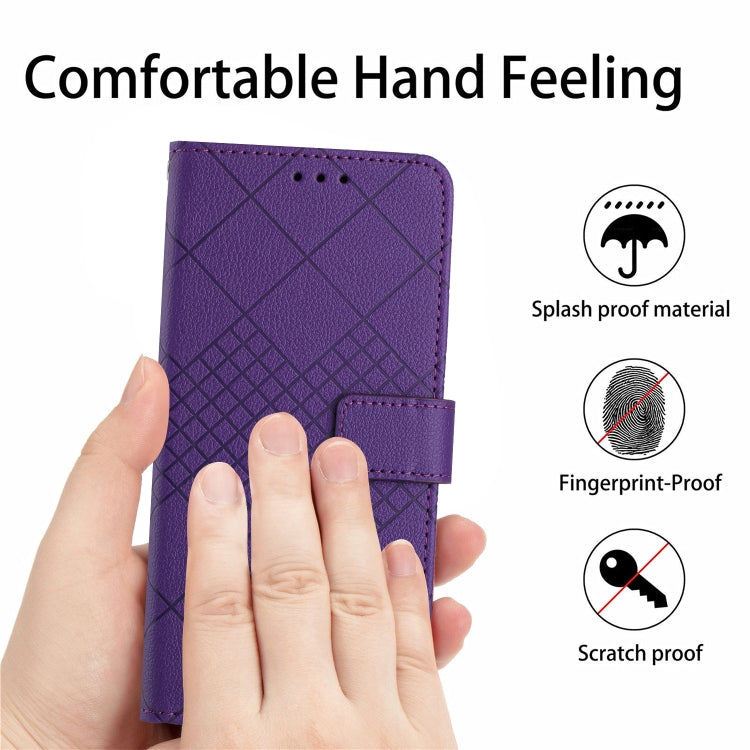 For Motorola Moto G Stylus 5G 2024 Rhombic Grid Texture Leather Phone Case(Purple) - Motorola Cases by buy2fix | Online Shopping UK | buy2fix