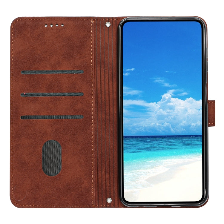 For Xiaomi Redmi K70 / K70 Pro Skin Feel Heart Embossed Leather Phone Case with Long Lanyard(Brown) - K70 Pro Cases by buy2fix | Online Shopping UK | buy2fix