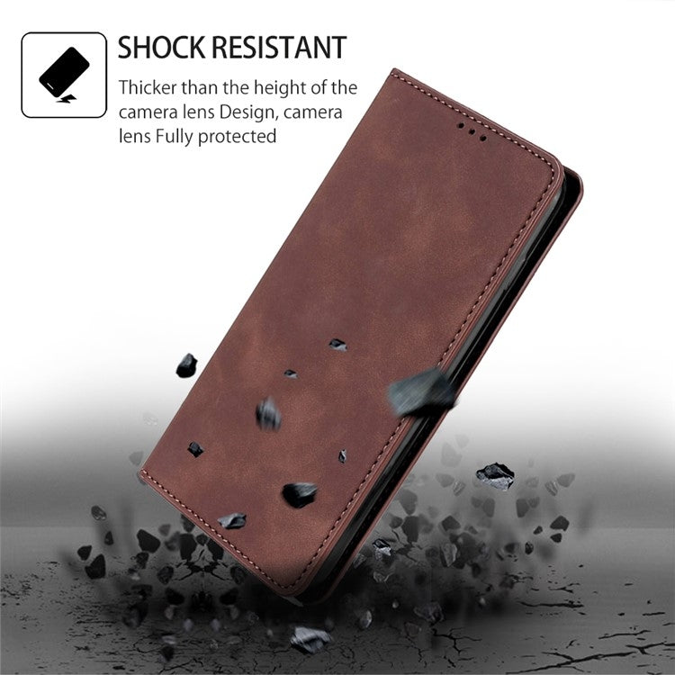 For Motorola Edge 5G 2024 Skin Feel Magnetic Leather Phone Case(Dark Brown) - Motorola Cases by buy2fix | Online Shopping UK | buy2fix