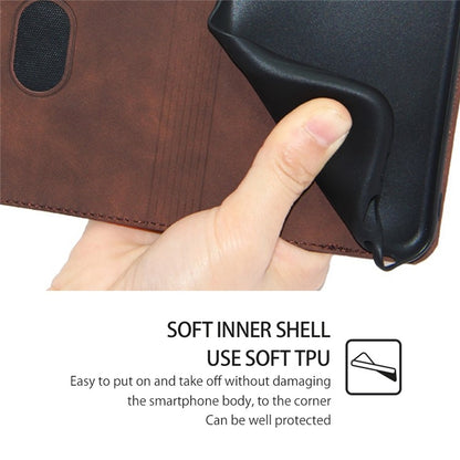 For Motorola Edge 5G 2024 Skin Feel Magnetic Leather Phone Case(Dark Brown) - Motorola Cases by buy2fix | Online Shopping UK | buy2fix