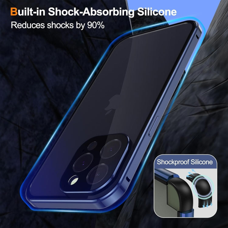 For iPhone 16 Anti-peeping Magnetic Double-sided Tempered Glass Phone Case(Silver) - iPhone 16 Cases by buy2fix | Online Shopping UK | buy2fix