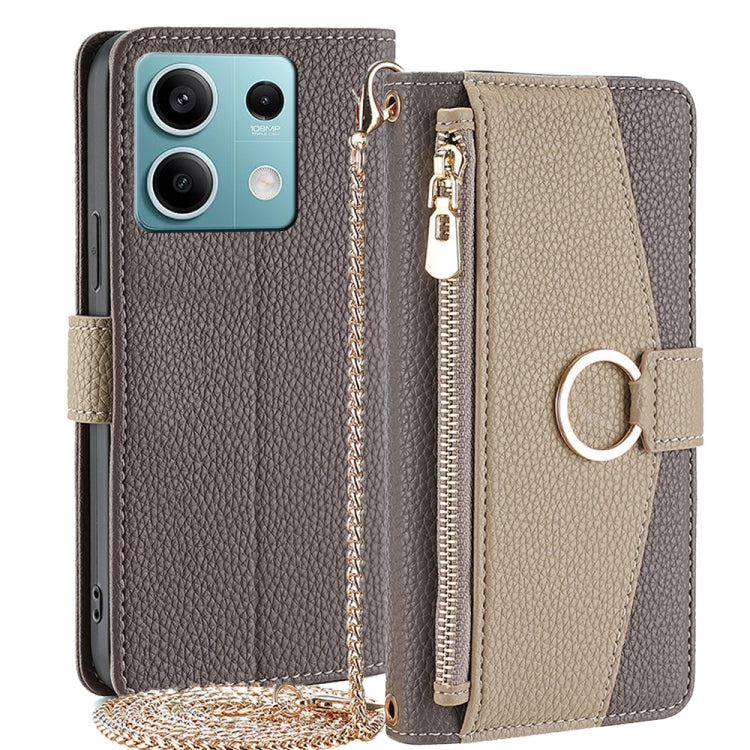 For Xiaomi Redmi Note 13 4G Crossbody Litchi Texture Leather Phone Case(Grey) - Note 13 Cases by buy2fix | Online Shopping UK | buy2fix