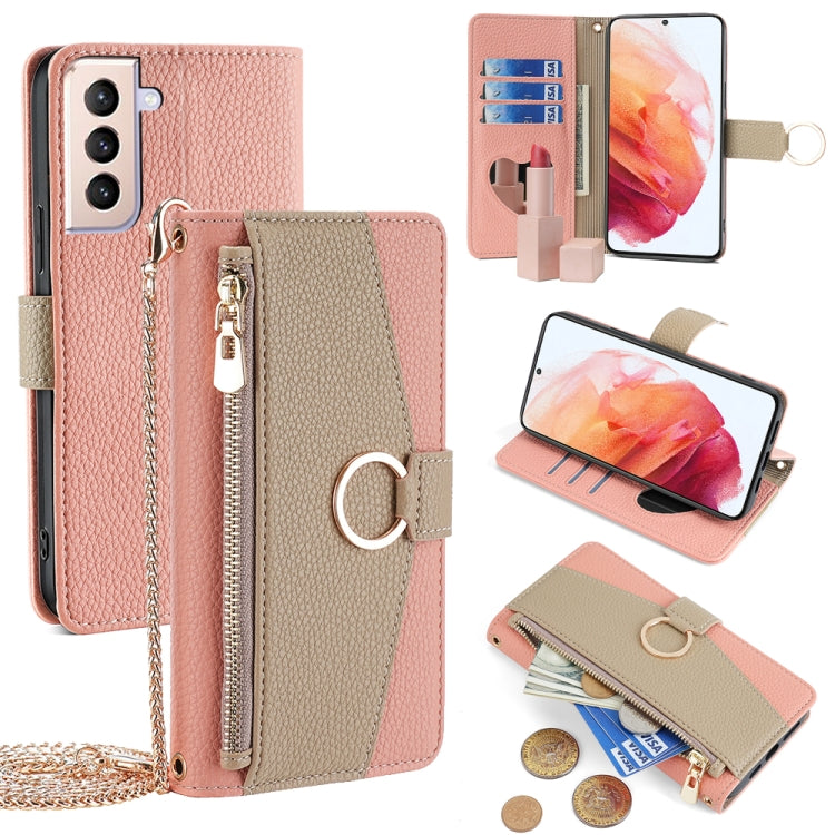 For Samsung Galaxy S21 5G Crossbody Litchi Texture Leather Phone Case(Pink) - Galaxy S21 5G Cases by buy2fix | Online Shopping UK | buy2fix