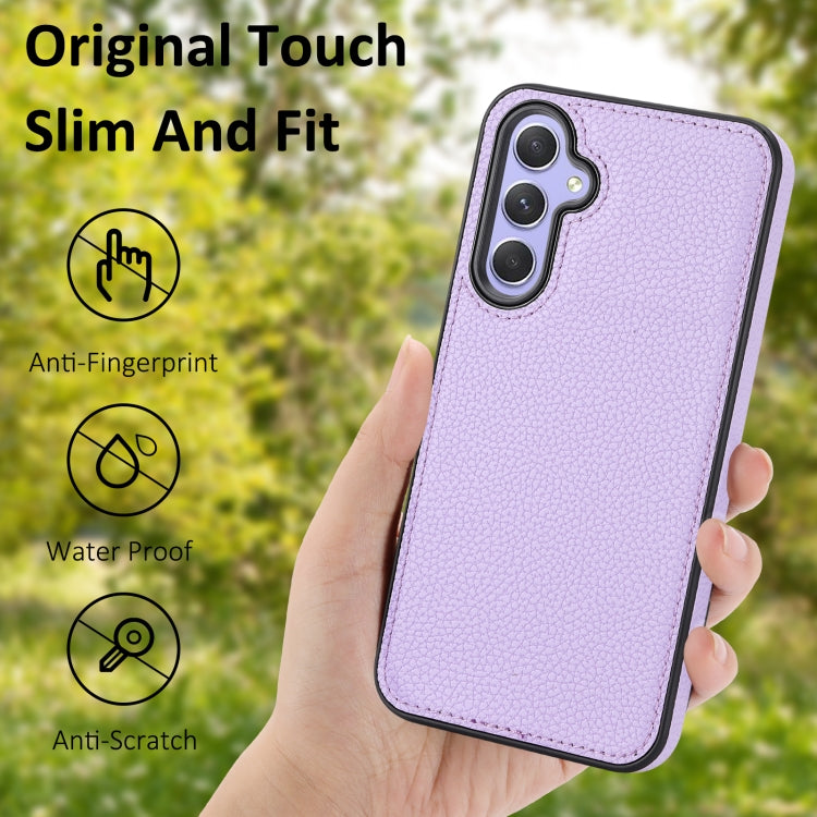 For Samsung Galaxy S24 5G Litchi Pattern Stitched Side-mounted Phone Case(Purple) - Galaxy S24 5G Cases by buy2fix | Online Shopping UK | buy2fix