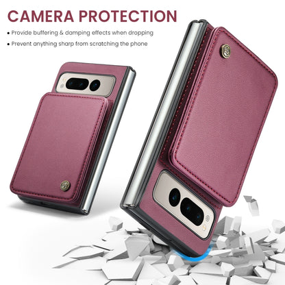 For Google Pixel Fold CaseMe C22 PC+TPU Business Style RFID Anti-theft Leather Phone Case(Wine Red) - Google Cases by CaseMe | Online Shopping UK | buy2fix