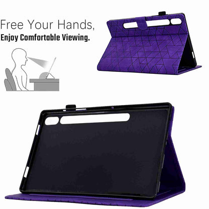 For Samsung Galaxy Tab S9 Rhombus TPU Smart Leather Tablet Case(Purple) - Galaxy Tab S9 Cases by buy2fix | Online Shopping UK | buy2fix