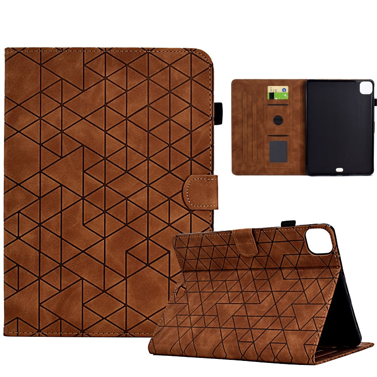 For iPad Pro 11 2024 Rhombus TPU Smart Leather Tablet Case(Brown) - iPad Pro 11 2024 Cases by buy2fix | Online Shopping UK | buy2fix