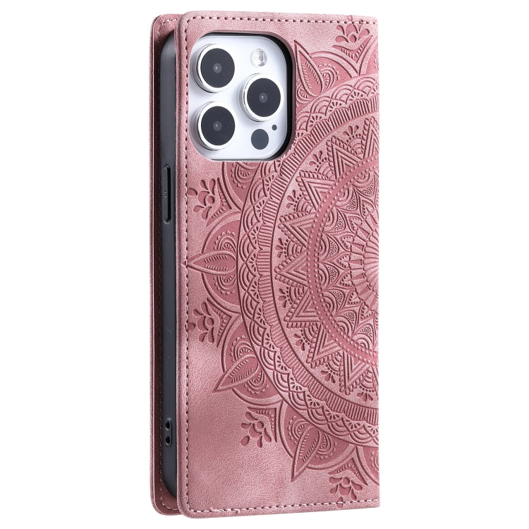 For iPhone 16 Pro Max Totem Embossed Magnetic Leather Phone Case(Rose Gold) - iPhone 16 Pro Max Cases by buy2fix | Online Shopping UK | buy2fix