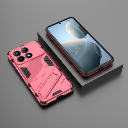 For Xiaomi Redmi K70E 5G Punk Armor 2 in 1 PC + TPU Phone Case with Holder(Light Red) - K70E Cases by buy2fix | Online Shopping UK | buy2fix