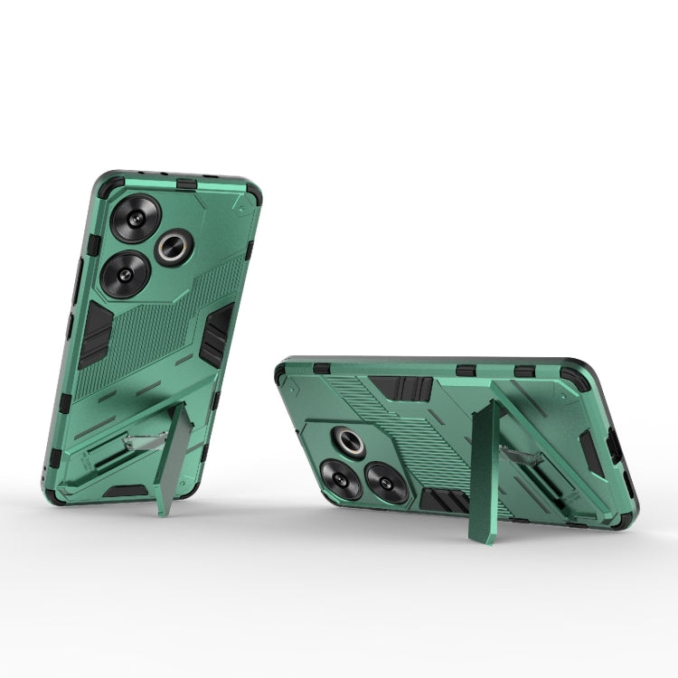 For Xiaomi Redmi Turbo 3 5G Punk Armor 2 in 1 PC + TPU Phone Case with Holder(Green) - Xiaomi Cases by buy2fix | Online Shopping UK | buy2fix