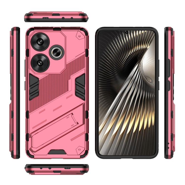 For Xiaomi Redmi Turbo 3 5G Punk Armor 2 in 1 PC + TPU Phone Case with Holder(Light Red) - Xiaomi Cases by buy2fix | Online Shopping UK | buy2fix